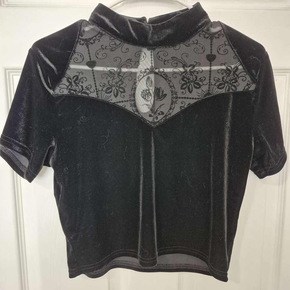 Disturbia Black Velvet Crop Top Size 10